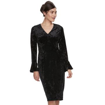 Women's Suite 7 Velvet Sheath Dress, Size: 16, Black