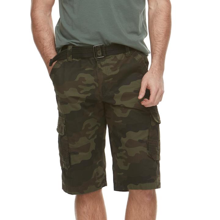 Men's Rawx Regular-fit Belted Cargo Shorts, Size: 30, Med Green