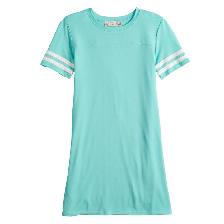 Girls 7-16 Pink Republic Cupro Varsity T-shirt Dress, Size: Medium, Lt Green