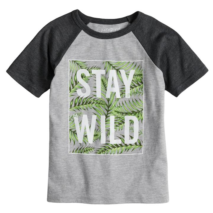 Boys 4-10 Jumping Beans&reg; Stay Wild Raglan Graphic Tee, Size: 7, Med Grey