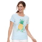 Women's Croft & Barrow&reg; Crewneck Graphic Tee, Size: Small, Light Blue