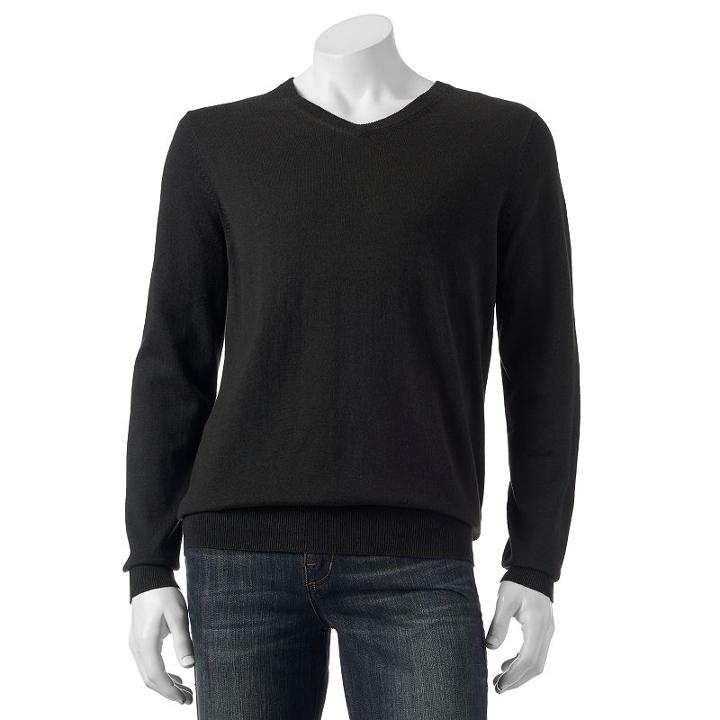 Men's Croft & Barrow&reg; Classic-fit 12gg V-neck Sweater, Size: Large, Dark Green