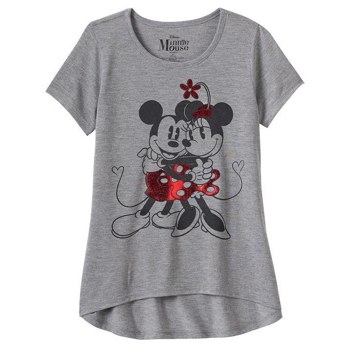 Disney's Mickey Mouse & Minnie Mouse Girls 7-16 Dancing Foil Graphic Tee, Girl's, Size: Large, Med Grey