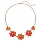 Orange Graduated Flower Necklace, Women's, Red