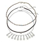 Mudd&reg; Beaded, Teardrop & Faux Suede Choker Necklace Set, Girl's, Multicolor