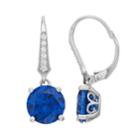 Sterling Silver Simulated Blue Sapphire Leverback Earrings, Women's