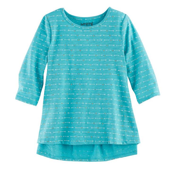 Girls 4-10 Jumping Beans&reg; Patterned Top, Size: 8, Turquoise/blue (turq/aqua)