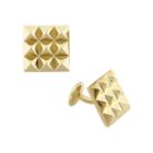 V19.69 Italia Men's 18k Gold Over Silver Pyramid Stud Cuff Links, Yellow