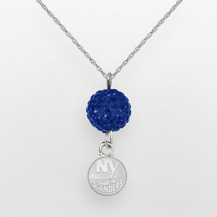 Logoart New York Islanders Sterling Silver Crystal Ball Pendant, Women's, Blue