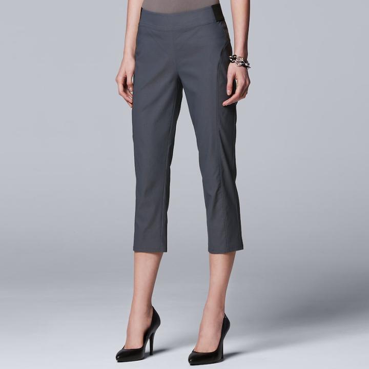 Women's Simply Vera Vera Wang Seamed Twill Capri, Size: Xl, Dark Grey