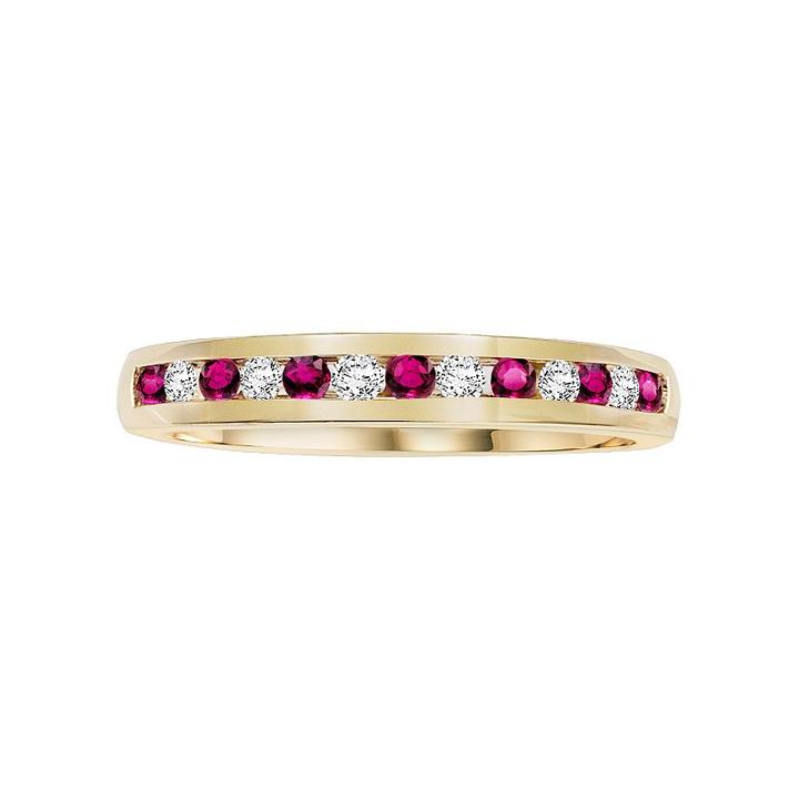 Cherish Always 10k Gold 3/8-ct. T.w. Certified Round-cut Diamond And Ruby Wedding Band, Women's, Size: 5, Red