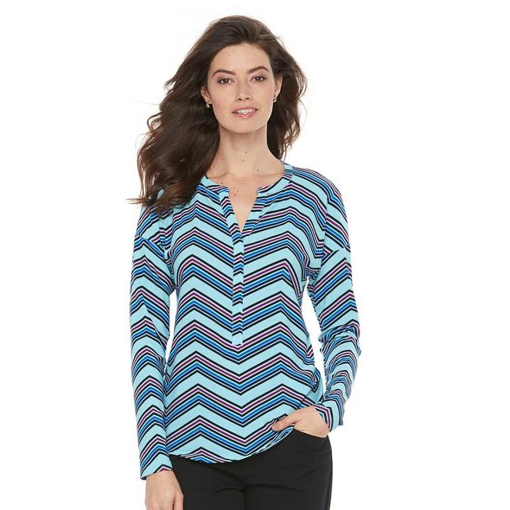 Women's Dana Buchman Splitneck Crepe Top, Size: Xl, Med Blue