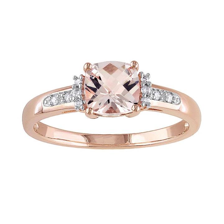 10k Rose Gold Morganite And Diamond Accent Ring, Women's, Size: 6, Pink