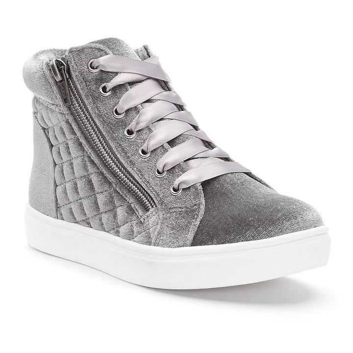 So&reg; Stacie Girls' High-top Sneakers, Girl's, Size: 3, Med Grey