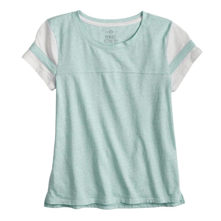 Girls 7-16 & Plus Size So&reg; Basic Varsity Tee, Size: 14 1/2, Med Blue