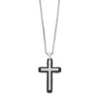 1913 Stainless Steel Two Tone Men's Cross Pendant Necklace, Size: 24, Grey