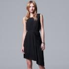 Women's Simply Vera Vera Wang Pleated Asymmetrical Shift Dress, Size: Medium, Black