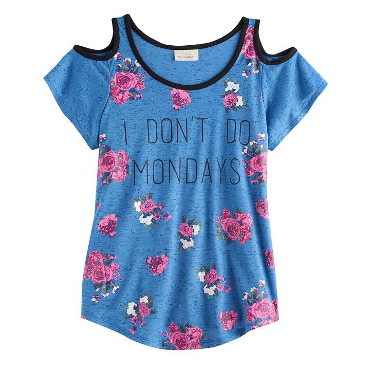Girls 7-16 Self Esteem Marled Cold Shoulder Top, Girl's, Size: Small, Blue