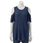 Women's Apt. 9&reg; Ribbed Cold-shoulder Top, Size: Large, Blue