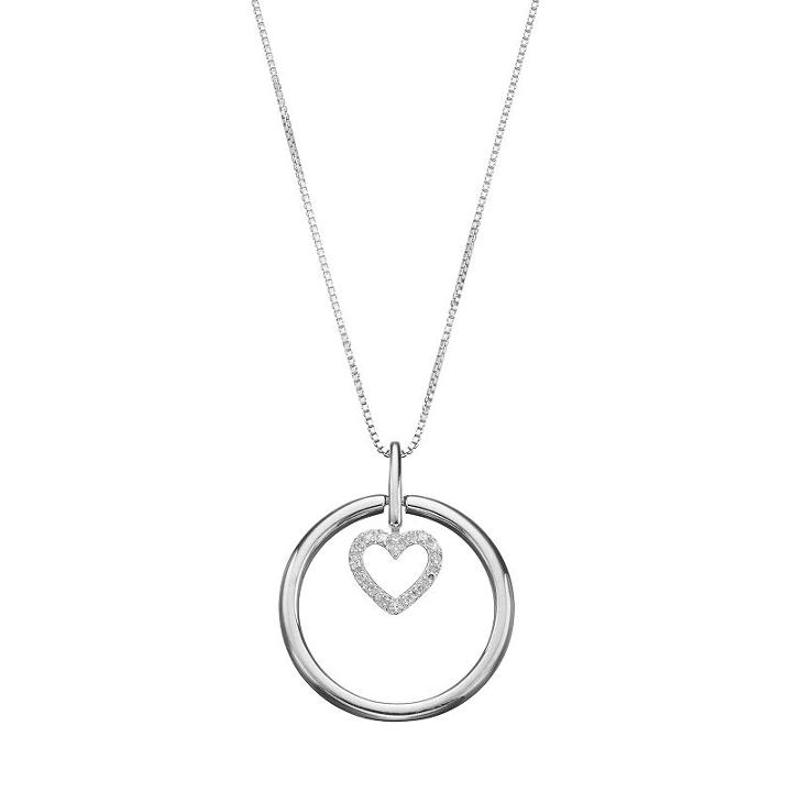 Sterling Silver Diamond Accent Heart Ring Pendant Necklace, Women's, Size: 6, White
