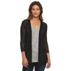 Women's Croft & Barrow&reg; Pointelle Open-front Cardigan, Size: Small, Black