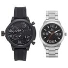 Joshua & Sons Men's Triple Time Zone Swiss Watch Set, Multicolor