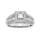 Diamond Square Halo Engagement Ring In 10k White Gold (1 Carat T.w.), Women's, Size: 5