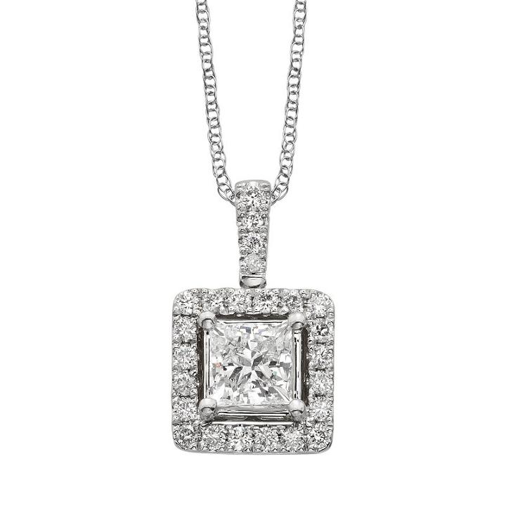 18k White Gold 1-ct. T.w. Igl Certified Colorless Diamond Halo Pendant, Women's, Size: 18