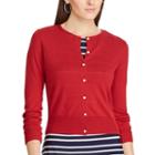 Petite Chaps Button-front Cardigan, Women's, Size: Xl Petite, Red Overfl