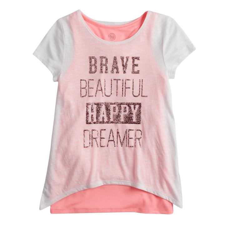 Girls 7-16 So&reg; Double-layered Tulip Hem Tee, Size: 7-8, Brt Orange