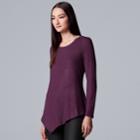 Women's Simply Vera Vera Wang Asymmetrical Top, Size: Medium, Drk Purple