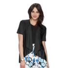 Women's Elle&trade; Pointelle Flyaway Cardigan, Size: Xl, Black