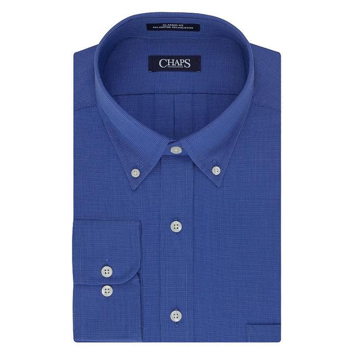 Men's Chaps Classic-fit Broadcloth Dress Shirt, Size: 15-32/33, Med Blue