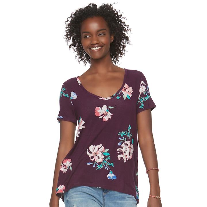 Juniors' So&reg; Open Back Tee, Teens, Size: Medium, Purple