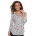 Juniors' Cloud Chaser Floral Cross Front Tee, Teens, Size: Small, Grey