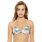 Juniors' Hot Water Floral Push-up Halter Bikini Top, Size: Medium, Ovrfl Oth