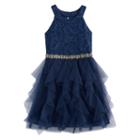 Girls 7-16 My Michelle Lace Bodice & Waterfall Skirt Dress, Size: Medium (14), Blue