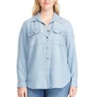 Plus Size Chaps Twill Button-down Shirt, Women's, Size: 2xl, Blue