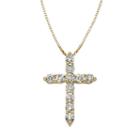 1/2 Carat T.w. Igl Certified Diamond 14k Gold Cross Pendant Necklace, Women's, Size: 18, White