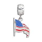 Logoart Sterling Silver American Flag Charm, Women's, Grey