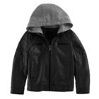 Boys 4-7 Urban Republic Quilted Knit Hood Midweight Jacket, Size: 4, Black