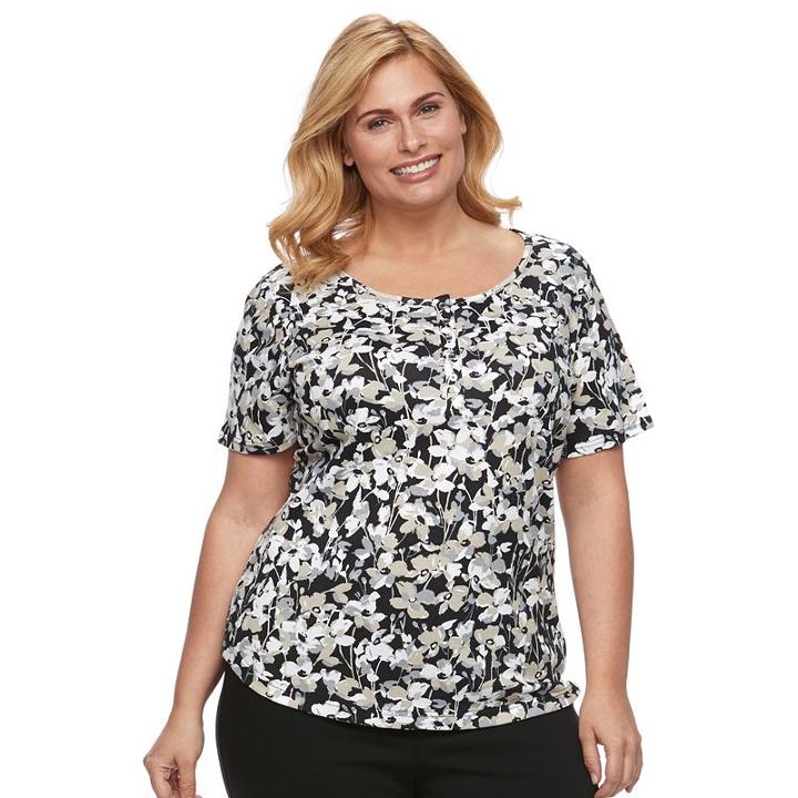 Plus Size Croft & Barrow&reg; Henley Tee, Women's, Size: 1xl, Black
