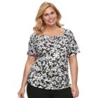Plus Size Croft & Barrow&reg; Henley Tee, Women's, Size: 1xl, Black