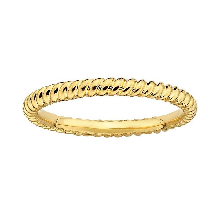 Stacks And Stones 18k Gold Over Silver Twist Stack Ring, Women's, Size: 9, Yellow
