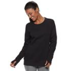 Women's Tek Gear&reg; Crewneck Thumb Hole Sweatshirt, Size: S Tall, Black