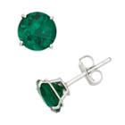 Lab-created Emerald 10k White Gold Stud Earrings, Women's