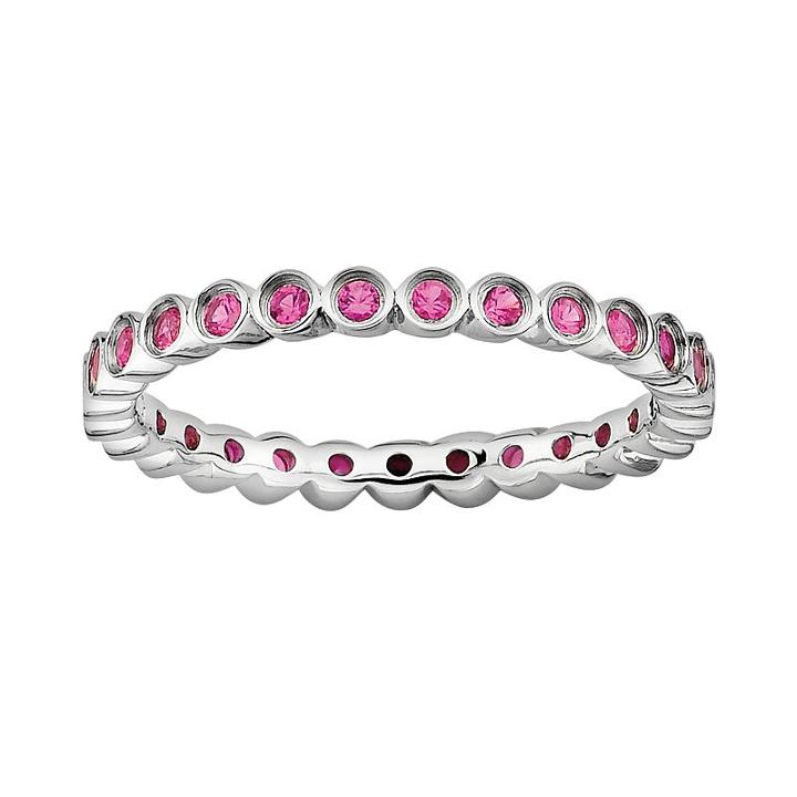 Stacks And Stones Sterling Silver Lab-created Ruby Stack Ring, Women's, Size: 10, Red