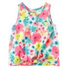 Girls 4-8 Carter's Floral Knot-front Tank Top, Size: 4