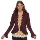 Juniors' About A Girl Ruffled Military Jacket, Size: Xs, Dark Red
