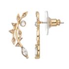 Lc Lauren Conrad Marquise Leaf Curved Climber Earrings, Women's, Gold